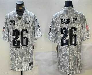 Men%27s Philadelphia Eagles #26 Saquon Barkley 2024 FUSE Arctic Camo Salute to Service Limited Stitched Jersey Dzhi